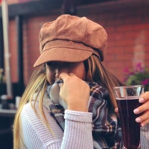 Women Retro Corduroy Cabbie Hat